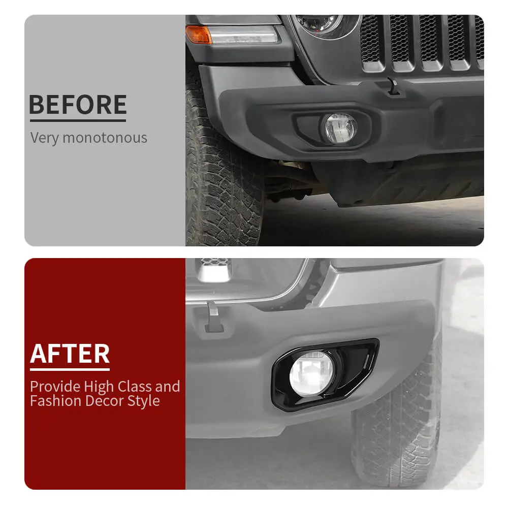 For 2018+ Jeep Wrangler JL/Gladiator JT Front Fog Lamp Light Trim Bezels C-Style - Image 3