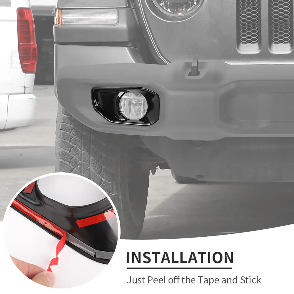 For 2018+ Jeep Wrangler JL/Gladiator JT Front Fog Lamp Light Trim Bezels C-Style - Image 6