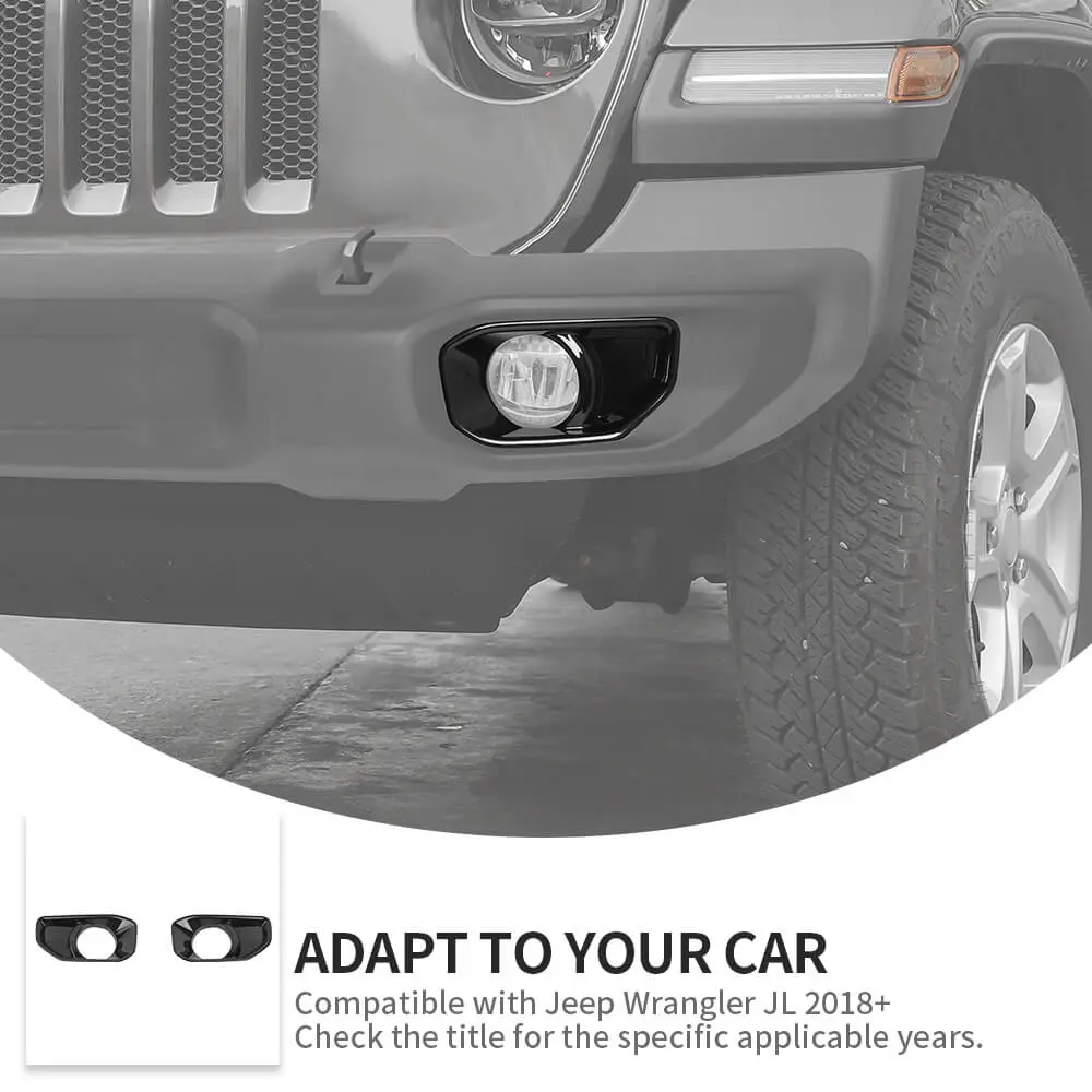 For 2018+ Jeep Wrangler JL/Gladiator JT Front Fog Lamp Light Trim Bezels C-Style - Image 9