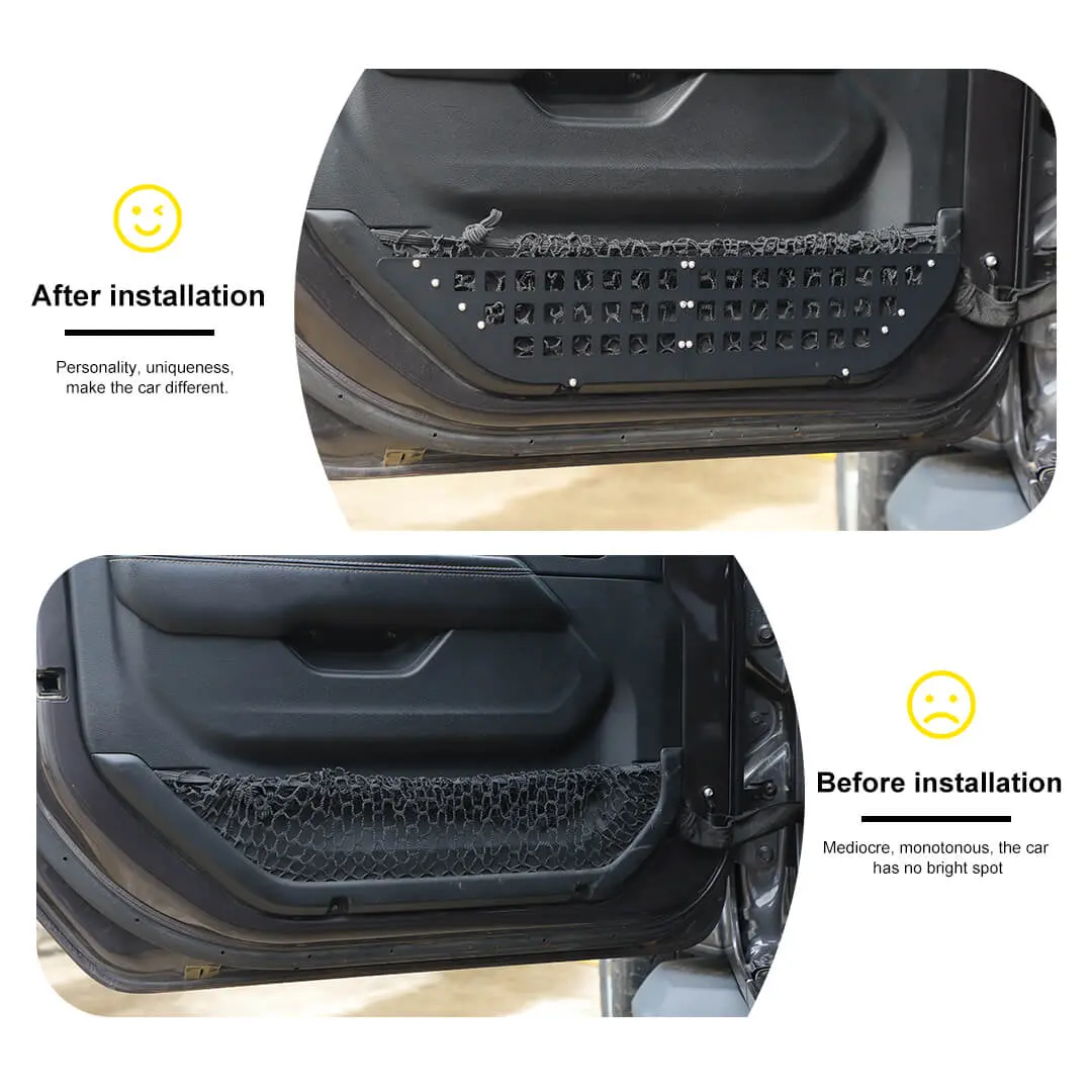 For 2018+ Jeep Wrangler JL & Gladiator JT Front Side Door Mesh Pocket Storage Box (4 pcs) - Image 2