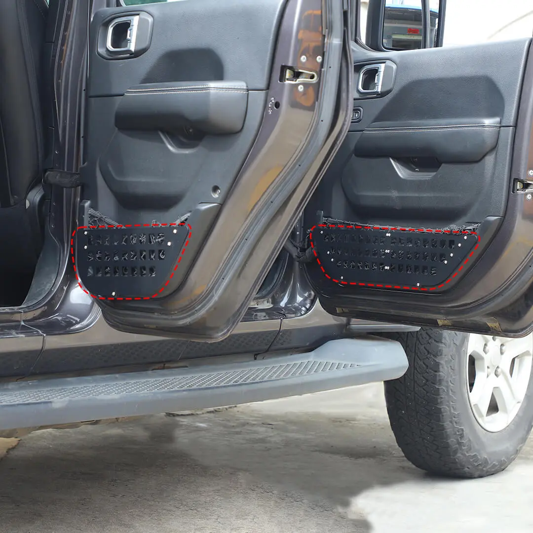 For 2018+ Jeep Wrangler JL & Gladiator JT Front Side Door Mesh Pocket Storage Box (4 pcs) - Image 3
