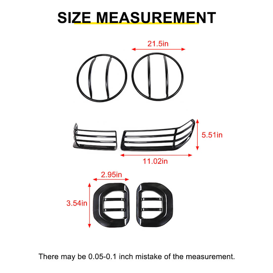 For 2018+ Jeep Wrangler JL & Gladiator JT Head Lights Turn Signal Side Mirror Light Trim Cover Kit (6 pcs) - Image 11