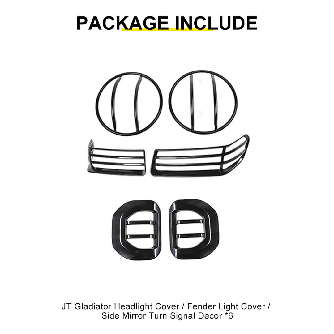 For 2018+ Jeep Wrangler JL & Gladiator JT Head Lights Turn Signal Side Mirror Light Trim Cover Kit (6 pcs) - Image 12