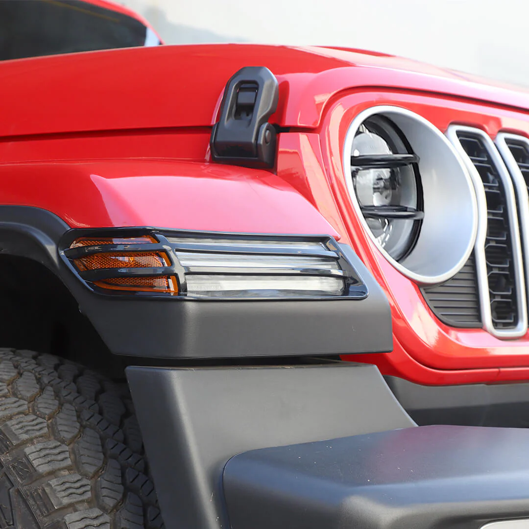 For 2018+ Jeep Wrangler JL & Gladiator JT Head Lights Turn Signal Side Mirror Light Trim Cover Kit (6 pcs) - Image 4