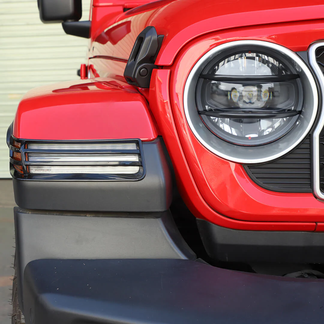 For 2018+ Jeep Wrangler JL & Gladiator JT Head Lights Turn Signal Side Mirror Light Trim Cover Kit (6 pcs) - Image 6