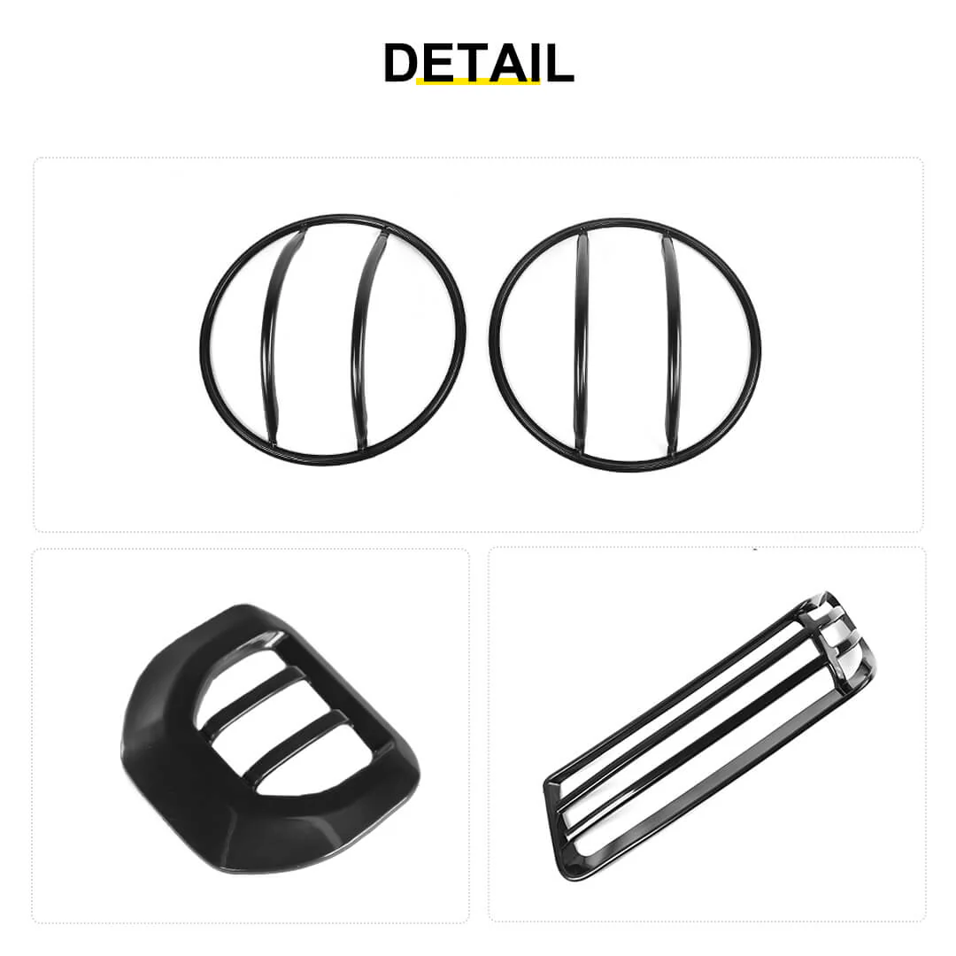 For 2018+ Jeep Wrangler JL & Gladiator JT Head Lights Turn Signal Side Mirror Light Trim Cover Kit (6 pcs) - Image 9