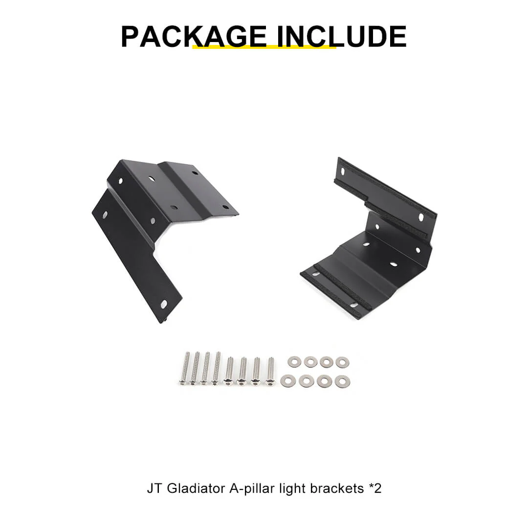 For 2018+ Jeep Wrangler JL & Gladiator JT Hood A-pillar Mount Work Lamp Driving Light Brackets (2 pcs) - Image 12