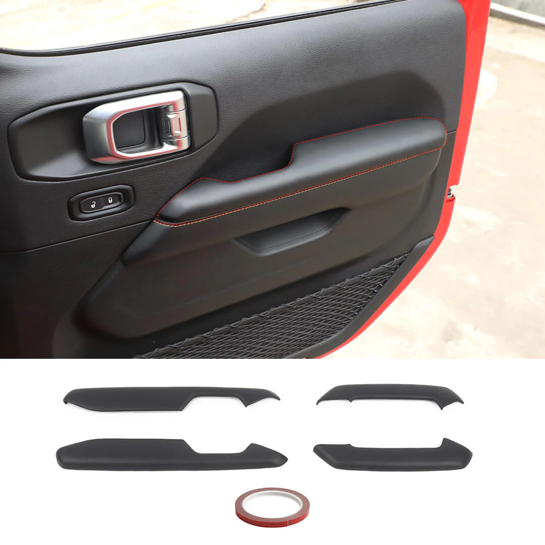 For 2018+ Jeep Wrangler JL & Gladiator JT Innet Door Armrest Handle Panel Guard Cover Decor Trim (4 pcs)