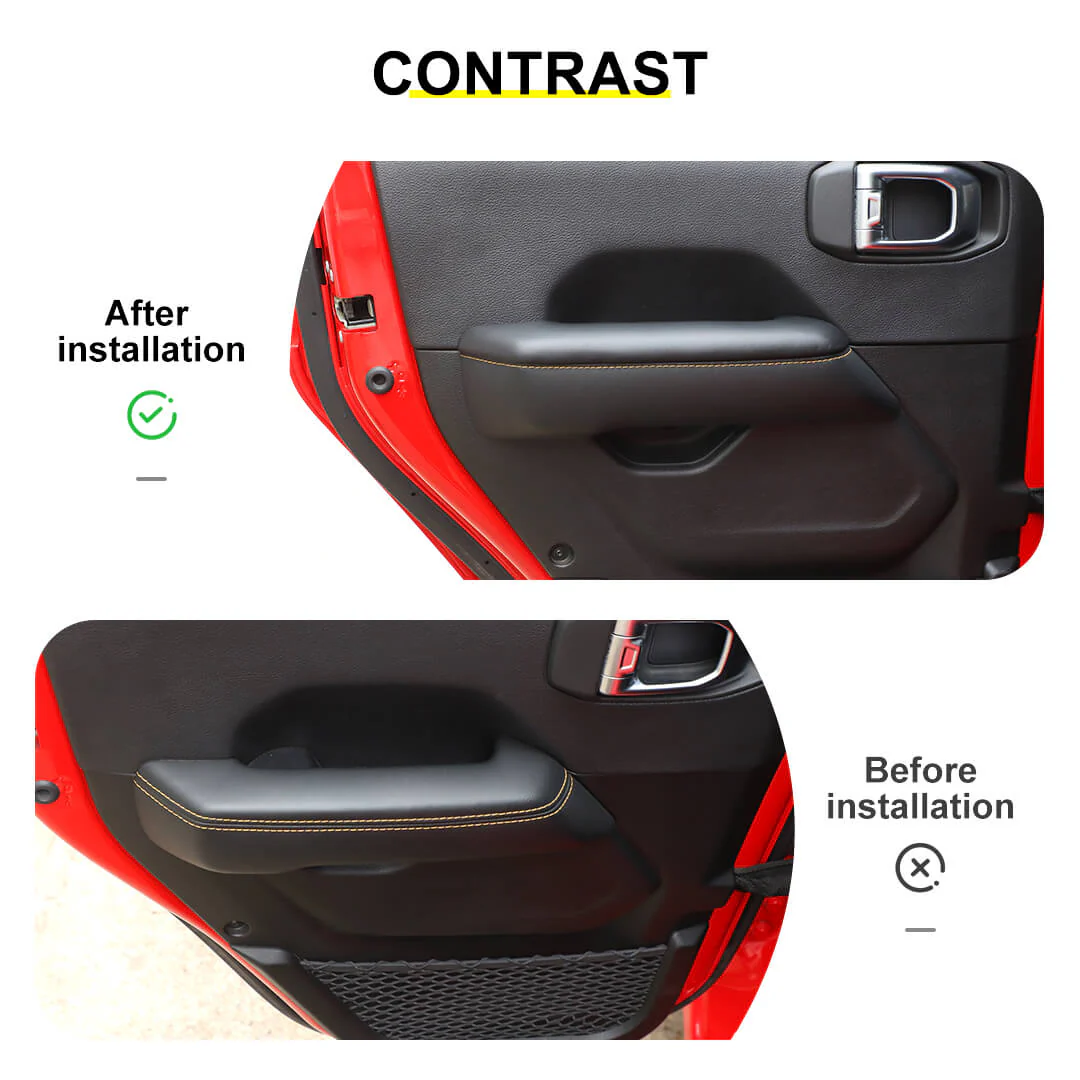 For 2018+ Jeep Wrangler JL & Gladiator JT Innet Door Armrest Handle Panel Guard Cover Decor Trim (4 pcs) - Image 2