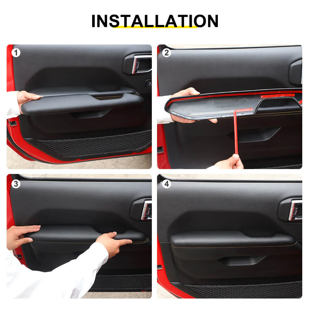 For 2018+ Jeep Wrangler JL & Gladiator JT Innet Door Armrest Handle Panel Guard Cover Decor Trim (4 pcs) - Image 8