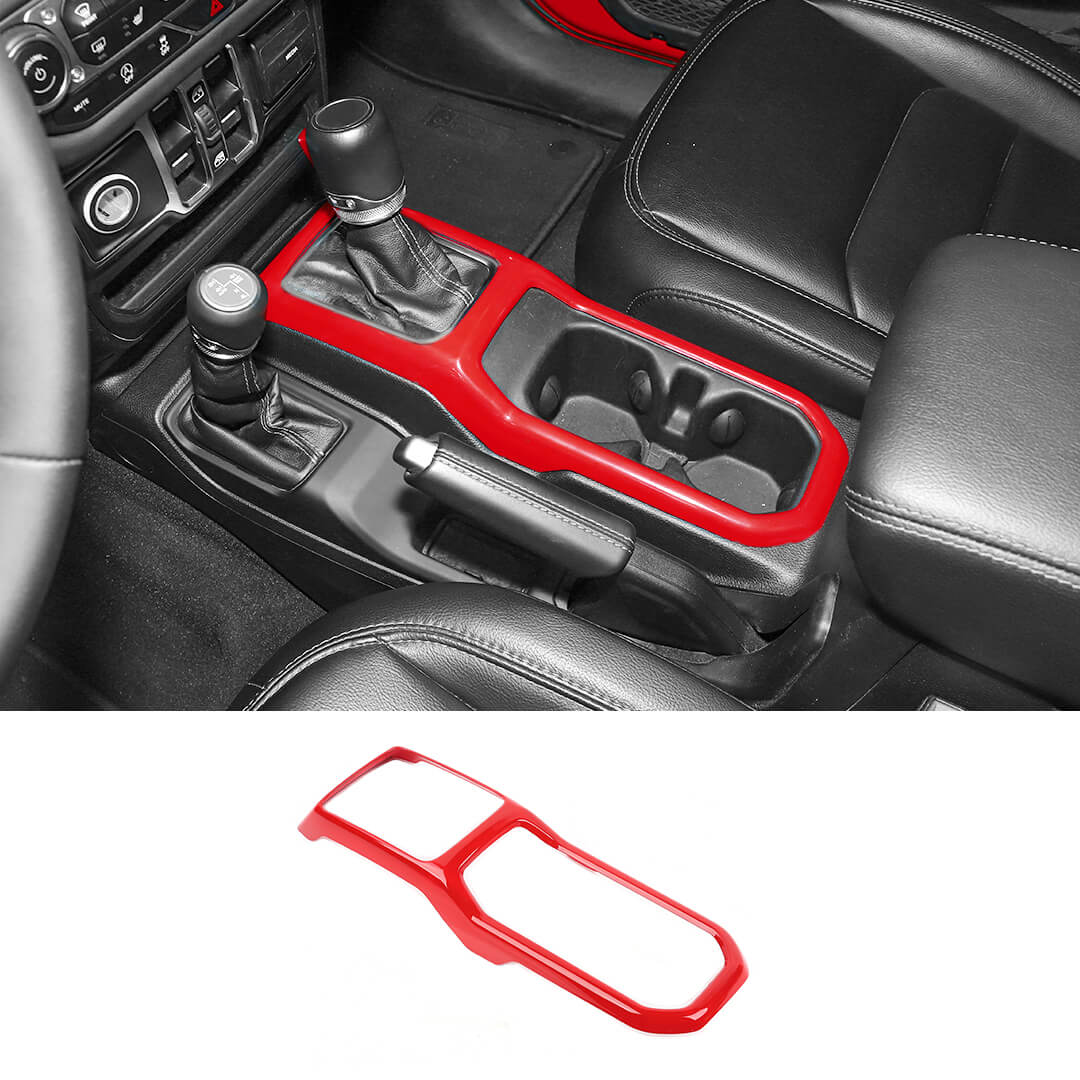 For 2018+ Jeep Wrangler JL & Gladiator JT Interior Center Console Water Cup Holder Manual Gear Shift Panel Frame Trim Cover
