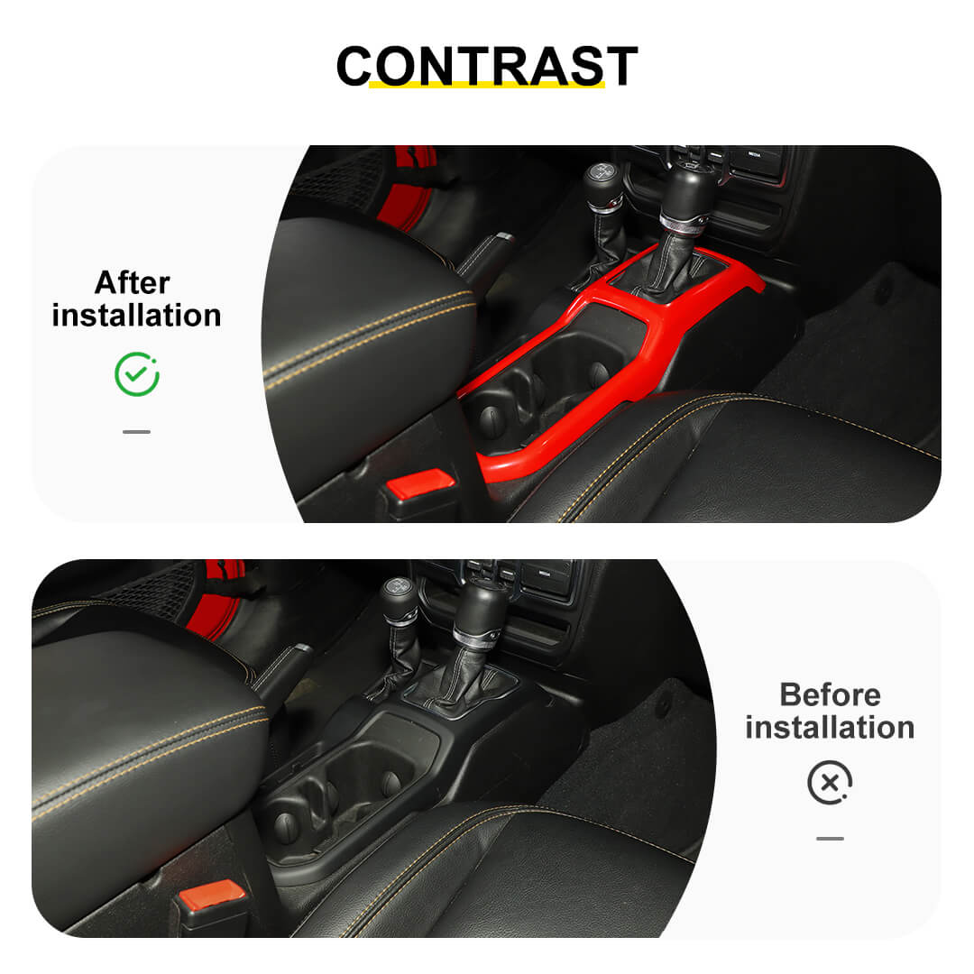For 2018+ Jeep Wrangler JL & Gladiator JT Interior Center Console Water Cup Holder Manual Gear Shift Panel Frame Trim Cover - Image 2