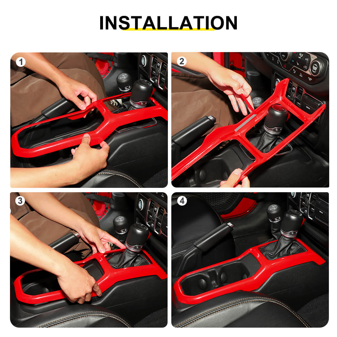 For 2018+ Jeep Wrangler JL & Gladiator JT Interior Center Console Water Cup Holder Manual Gear Shift Panel Frame Trim Cover - Image 6