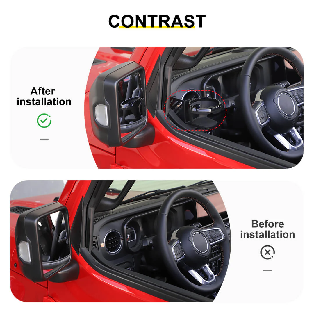 For 2018+ Jeep Wrangler JL & Gladiator JT Interior Front Door Mount Water Cup Holder Bracket (2 pcs) - Image 2