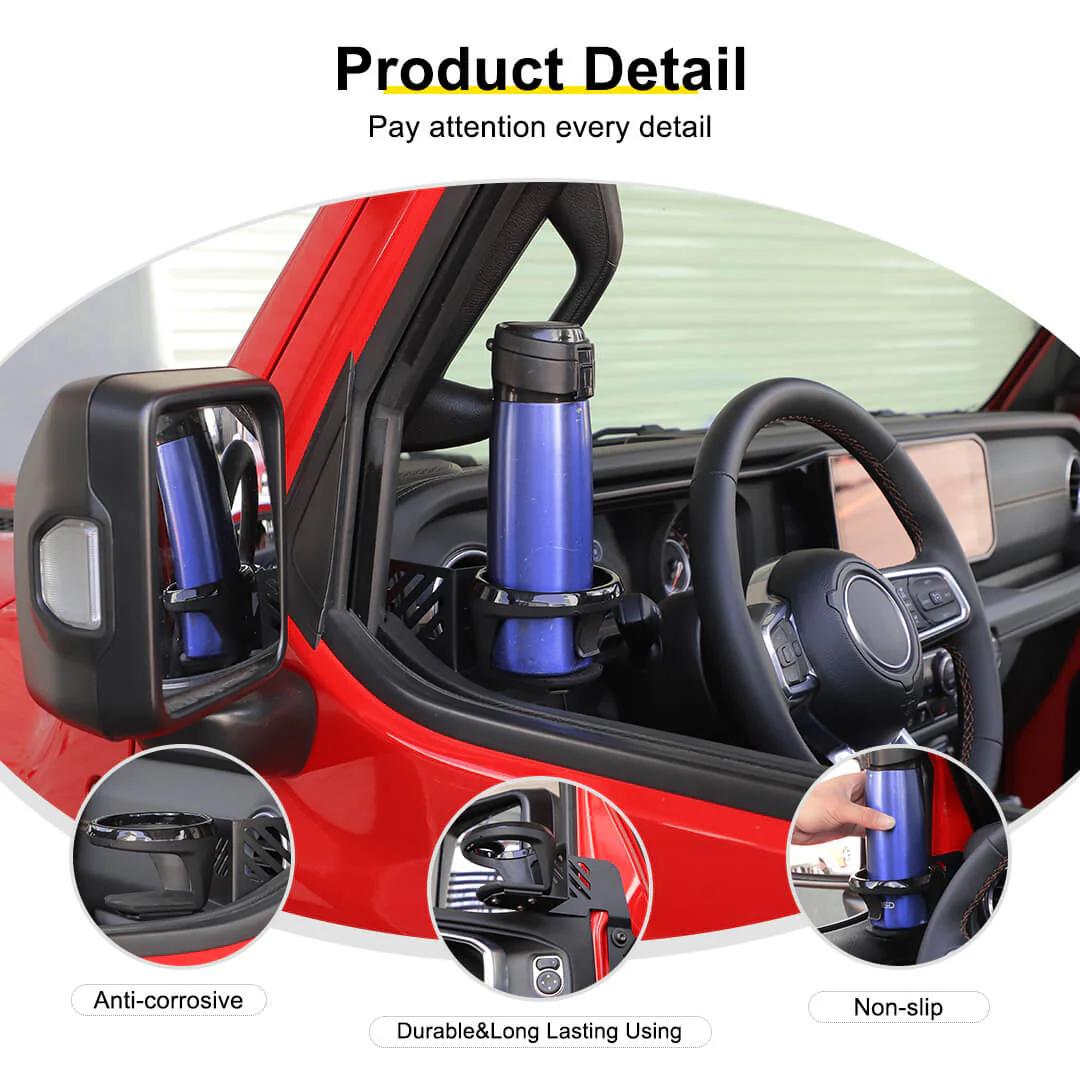 For 2018+ Jeep Wrangler JL & Gladiator JT Interior Front Door Mount Water Cup Holder Bracket (2 pcs) - Image 9