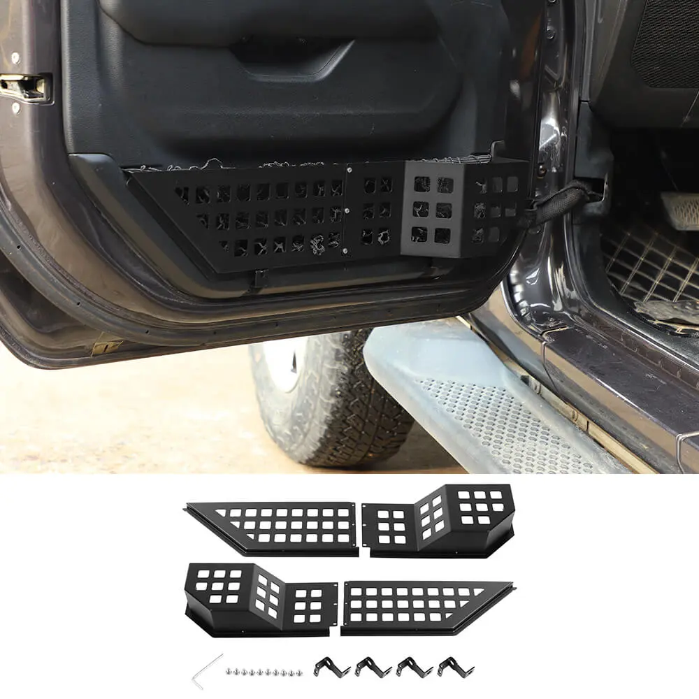 For 2018+ Jeep Wrangler JL/Gladiator JT Front Door Net Replacement Full-length Door Map Pockets Metal Storage Box Organizer