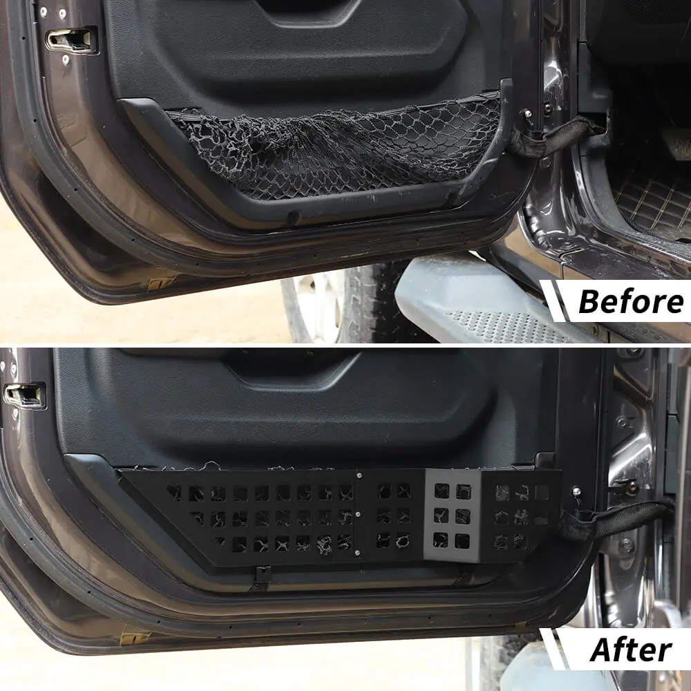 For 2018+ Jeep Wrangler JL/Gladiator JT Front Door Net Replacement Full-length Door Map Pockets Metal Storage Box Organizer - Image 2
