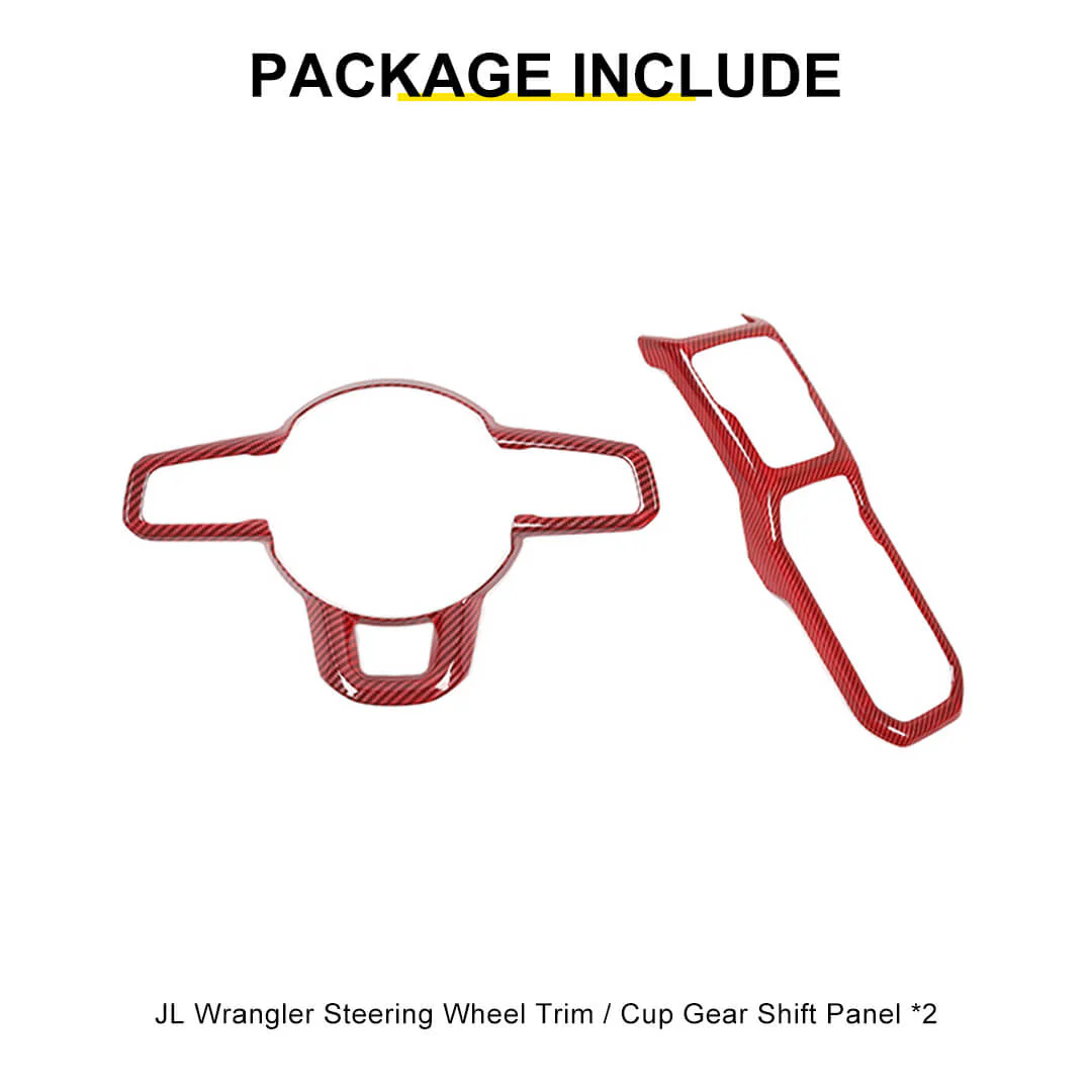 For 2018+ Jeep Wrangler JL & Gladiator JT Steering Wheel Water Cup Gear Shift Panel Cover Trim Kit (2 pcs) - Image 12