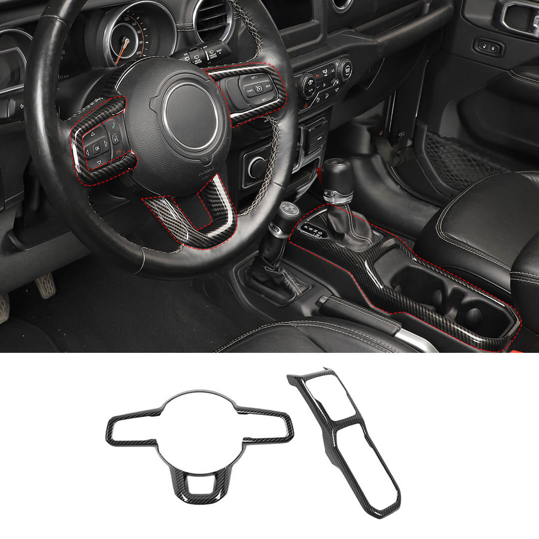 For 2018+ Jeep Wrangler JL & Gladiator JT Steering Wheel Water Cup Gear Shift Panel Cover Trim Kit (2 pcs) - Image 13