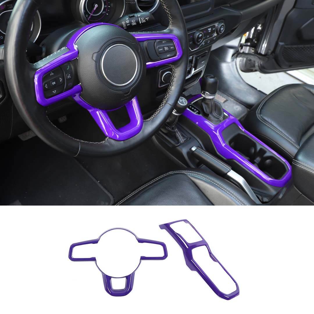 For 2018+ Jeep Wrangler JL & Gladiator JT Steering Wheel Water Cup Gear Shift Panel Cover Trim Kit (2 pcs) - Image 14