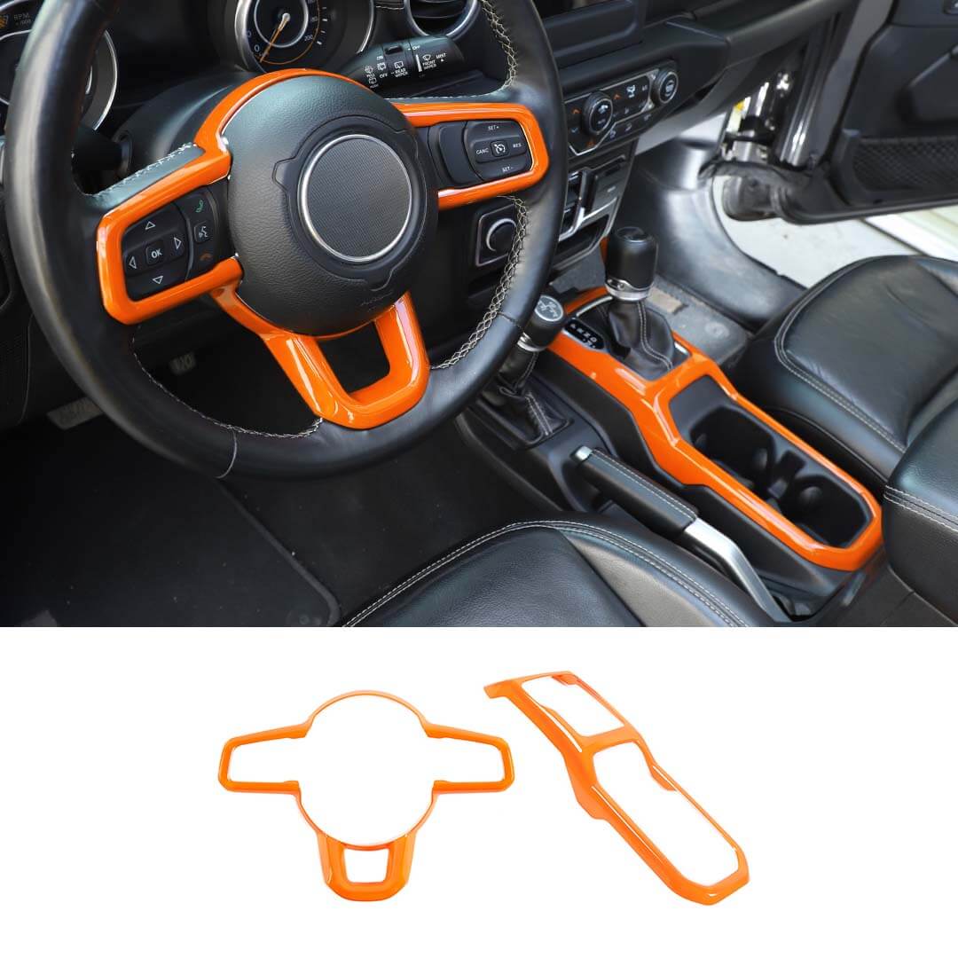 For 2018+ Jeep Wrangler JL & Gladiator JT Steering Wheel Water Cup Gear Shift Panel Cover Trim Kit (2 pcs) - Image 15