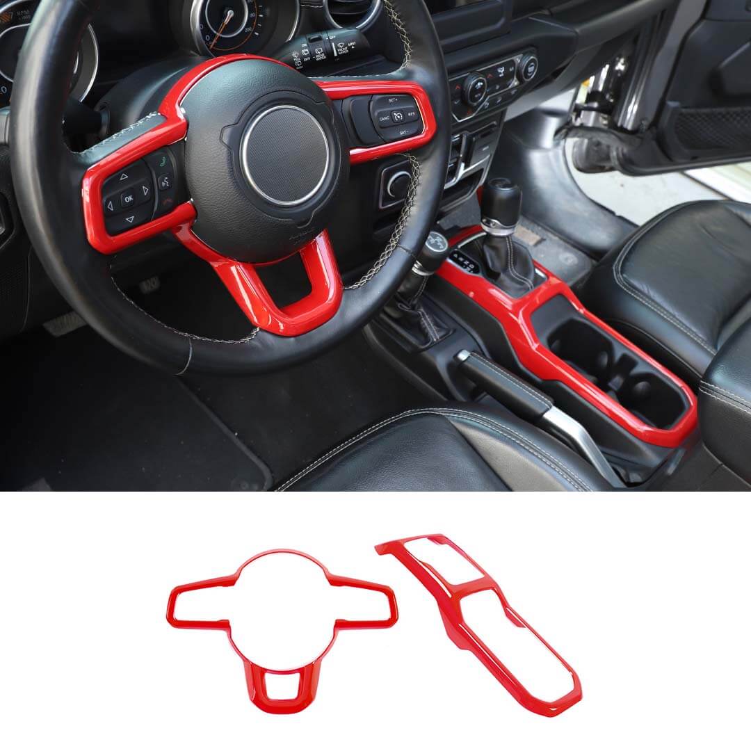 For 2018+ Jeep Wrangler JL & Gladiator JT Steering Wheel Water Cup Gear Shift Panel Cover Trim Kit (2 pcs) - Image 16