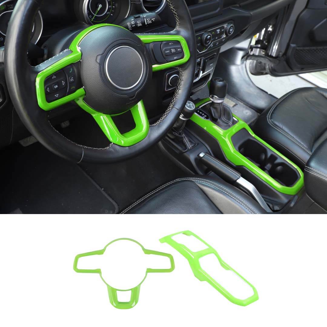 For 2018+ Jeep Wrangler JL & Gladiator JT Steering Wheel Water Cup Gear Shift Panel Cover Trim Kit (2 pcs) - Image 17