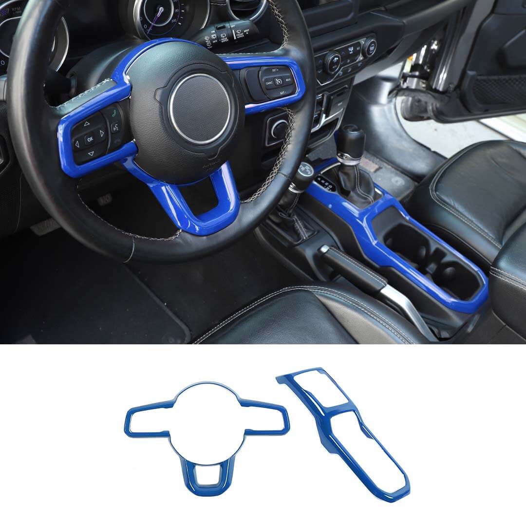 For 2018+ Jeep Wrangler JL & Gladiator JT Steering Wheel Water Cup Gear Shift Panel Cover Trim Kit (2 pcs) - Image 18