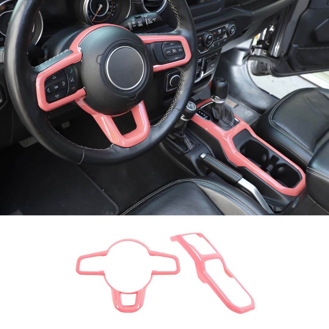 For 2018+ Jeep Wrangler JL & Gladiator JT Steering Wheel Water Cup Gear Shift Panel Cover Trim Kit (2 pcs) - Image 19
