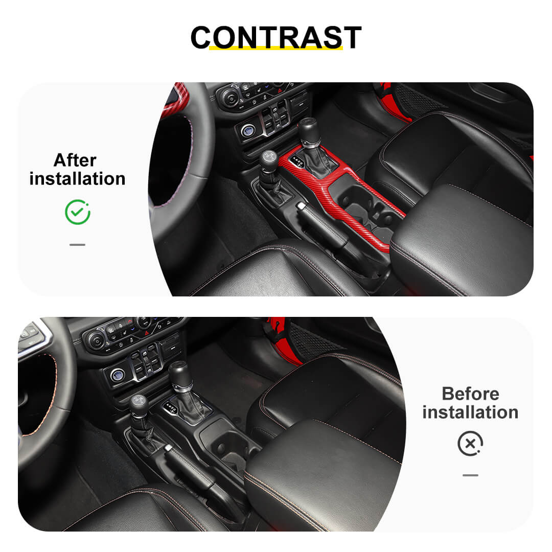 For 2018+ Jeep Wrangler JL & Gladiator JT Steering Wheel Water Cup Gear Shift Panel Cover Trim Kit (2 pcs) - Image 2