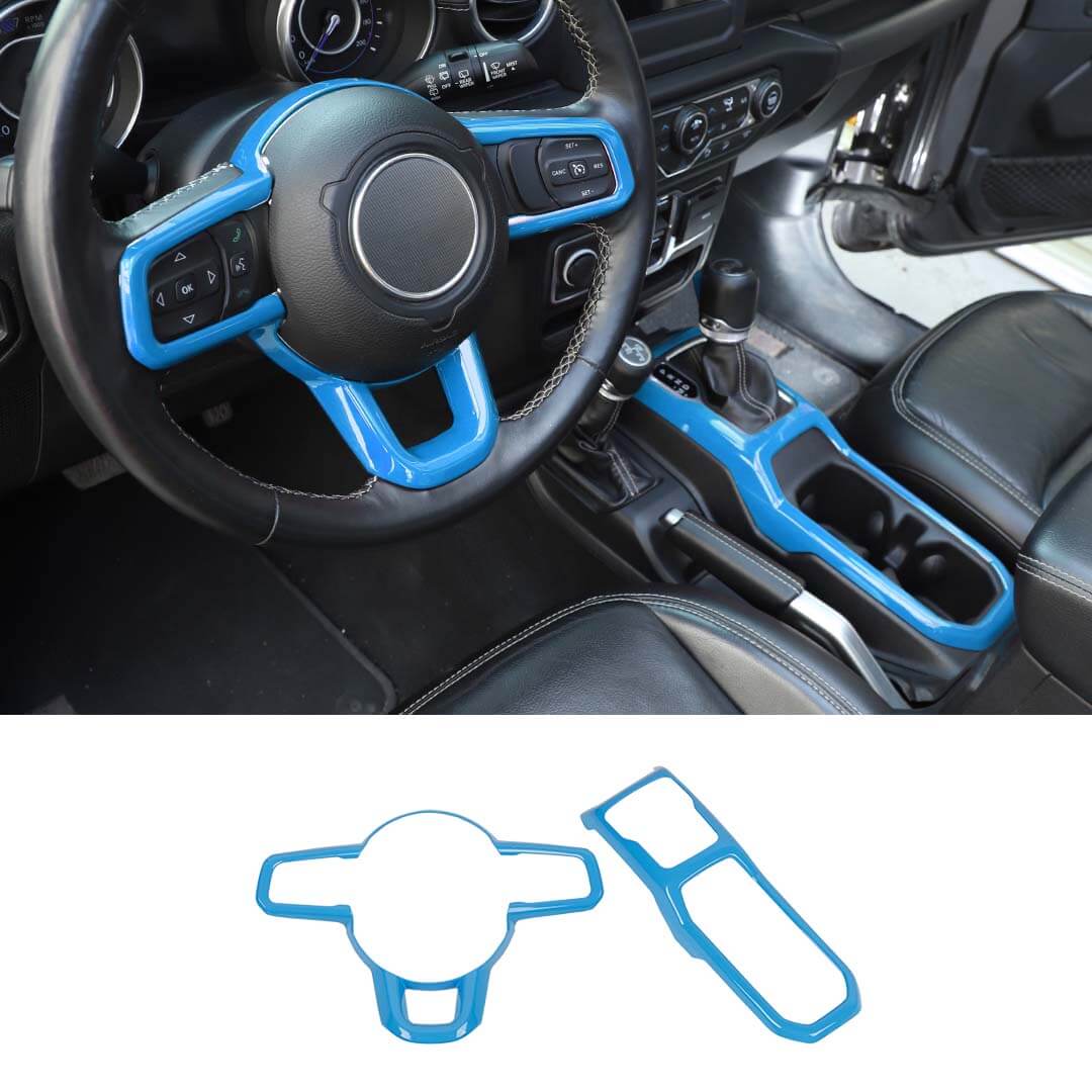 For 2018+ Jeep Wrangler JL & Gladiator JT Steering Wheel Water Cup Gear Shift Panel Cover Trim Kit (2 pcs) - Image 20