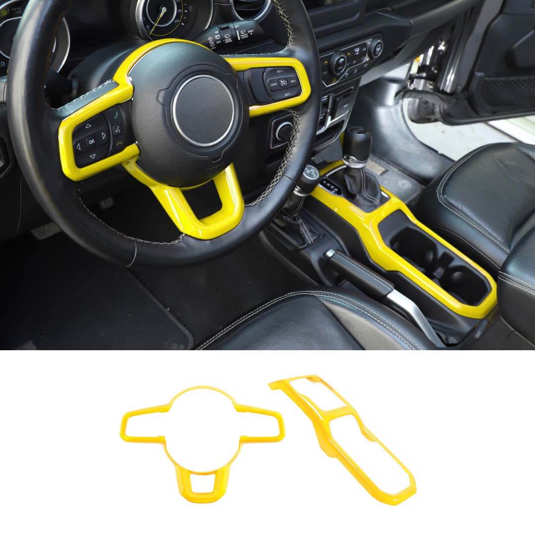 For 2018+ Jeep Wrangler JL & Gladiator JT Steering Wheel Water Cup Gear Shift Panel Cover Trim Kit (2 pcs) - Image 21