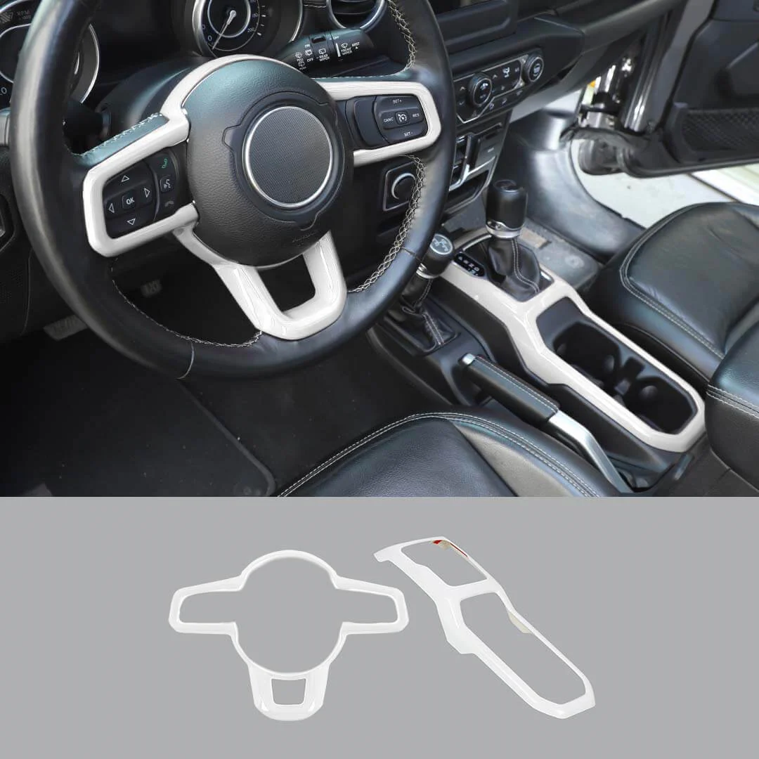 For 2018+ Jeep Wrangler JL & Gladiator JT Steering Wheel Water Cup Gear Shift Panel Cover Trim Kit (2 pcs) - Image 22