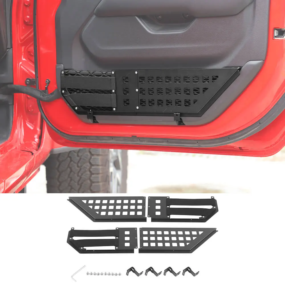 For 2018+ Jeep Wrangler JL & Gladiator JT – Front/Rear Door Metal Net Pocket Storage Organizer, No Drilling Install