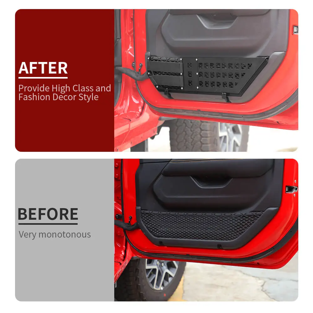 For 2018+ Jeep Wrangler JL & Gladiator JT – Front/Rear Door Metal Net Pocket Storage Organizer, No Drilling Install - Image 2