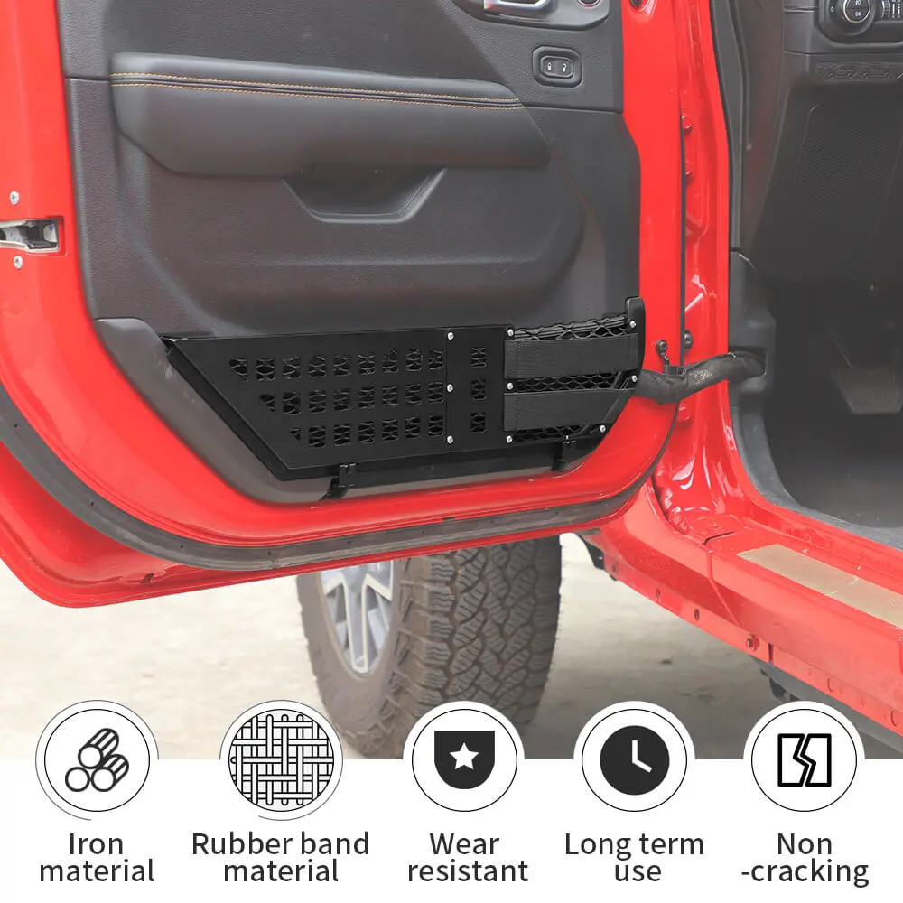 For 2018+ Jeep Wrangler JL & Gladiator JT – Front/Rear Door Metal Net Pocket Storage Organizer, No Drilling Install - Image 6