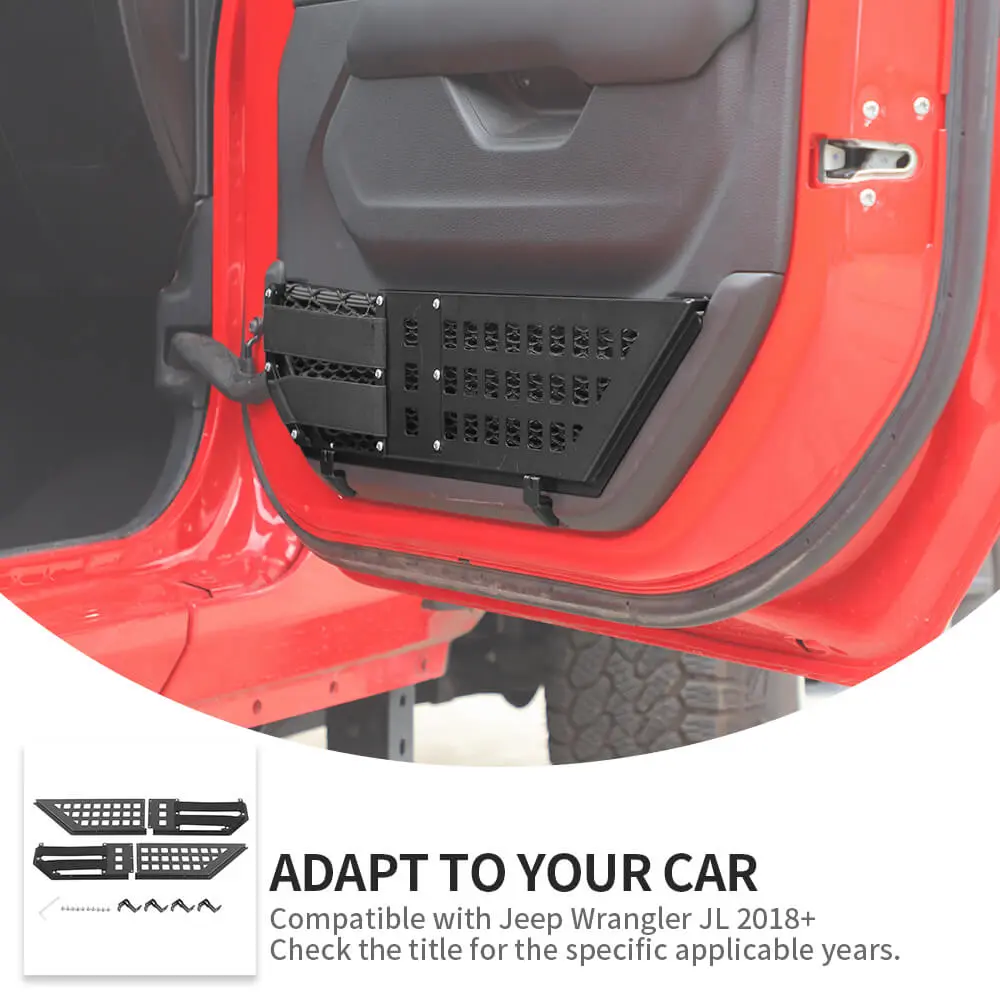 For 2018+ Jeep Wrangler JL & Gladiator JT – Front/Rear Door Metal Net Pocket Storage Organizer, No Drilling Install - Image 7