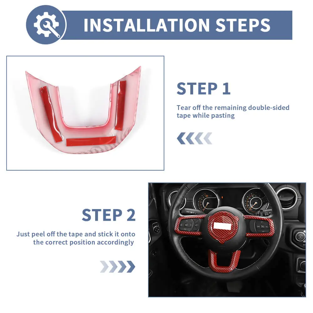 For 2018+ Jeep Wrangler JL/JLU & Gladiator JT Steering Wheel Center & Outer Trim – 4 Pieces Set - Image 6