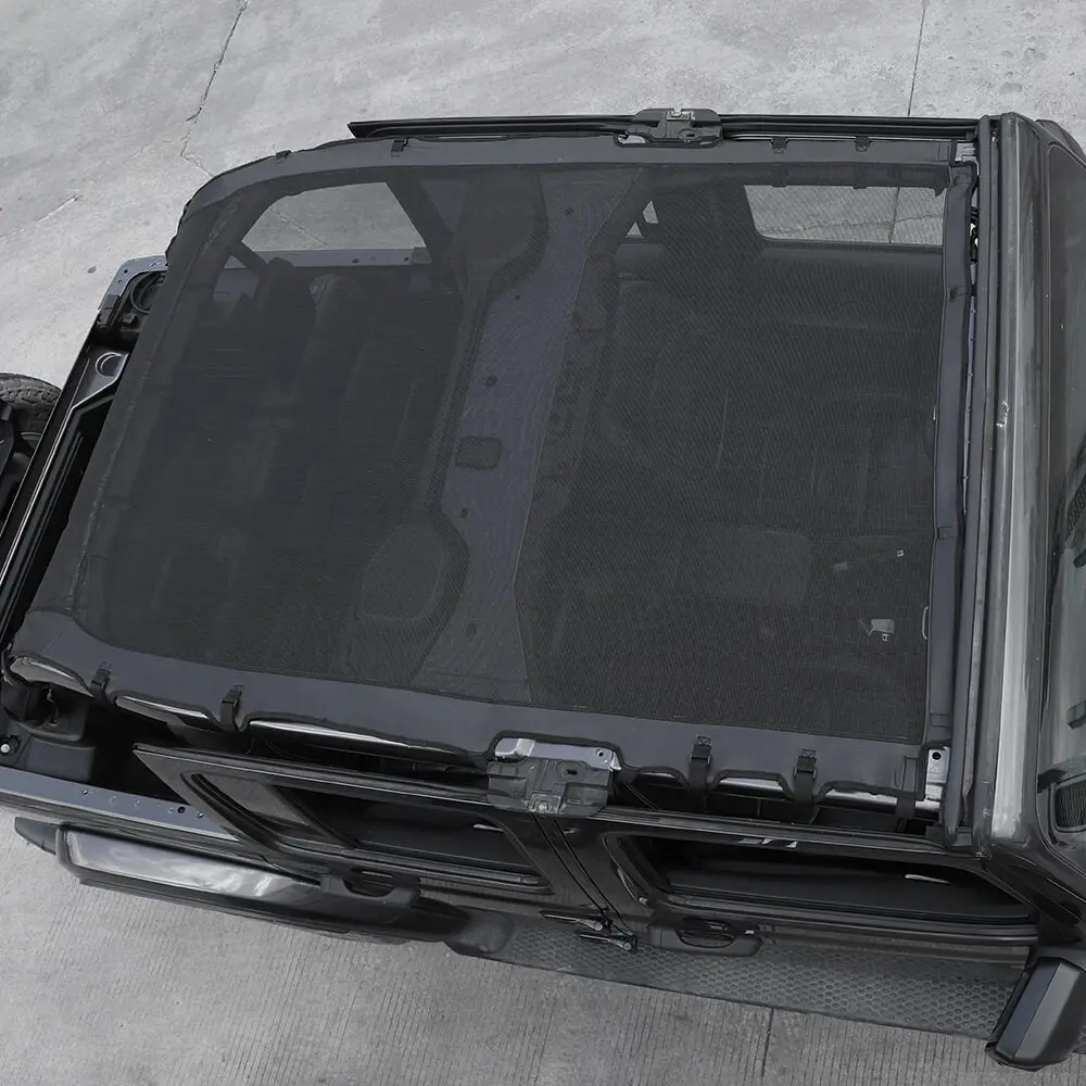 For 2018+ Jeep Wrangler JL Leather Roof Mesh Convertible Soft Top 4-Door Accessories - Image 2