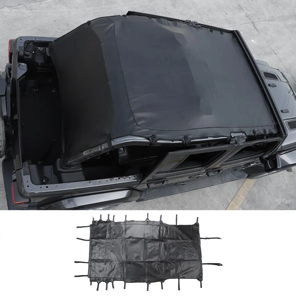 For 2018+ Jeep Wrangler JL Leather Roof Mesh Convertible Soft Top 4-Door Accessories - Image 9