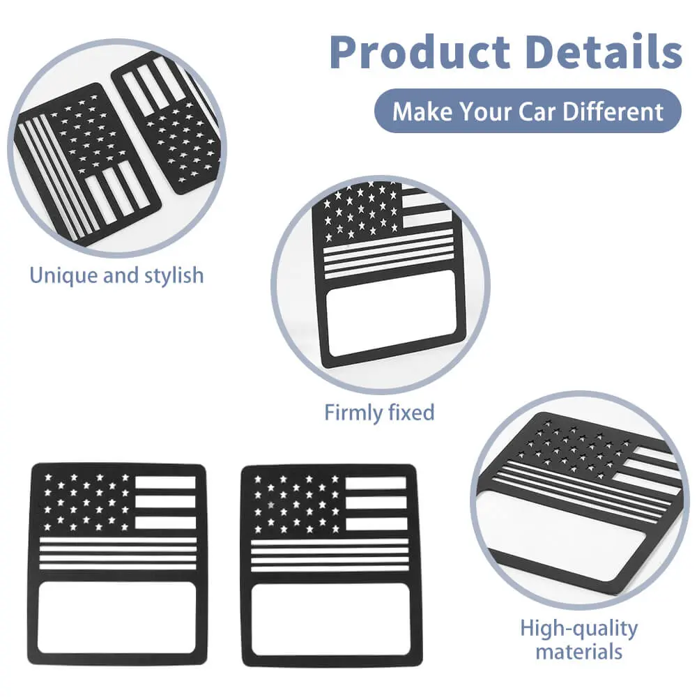For 2018+ Jeep wrangler JL Pair Black Rear Tail light decoration Cover US Flag For Halogen Lamps - Image 10