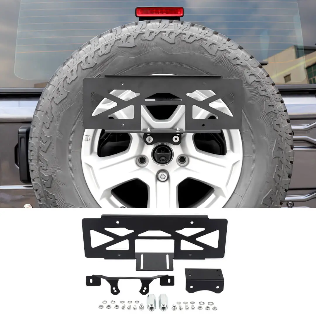 For 2018+ Jeep Wrangler JL Rear Spare Tire License Plate Bracket Accessories