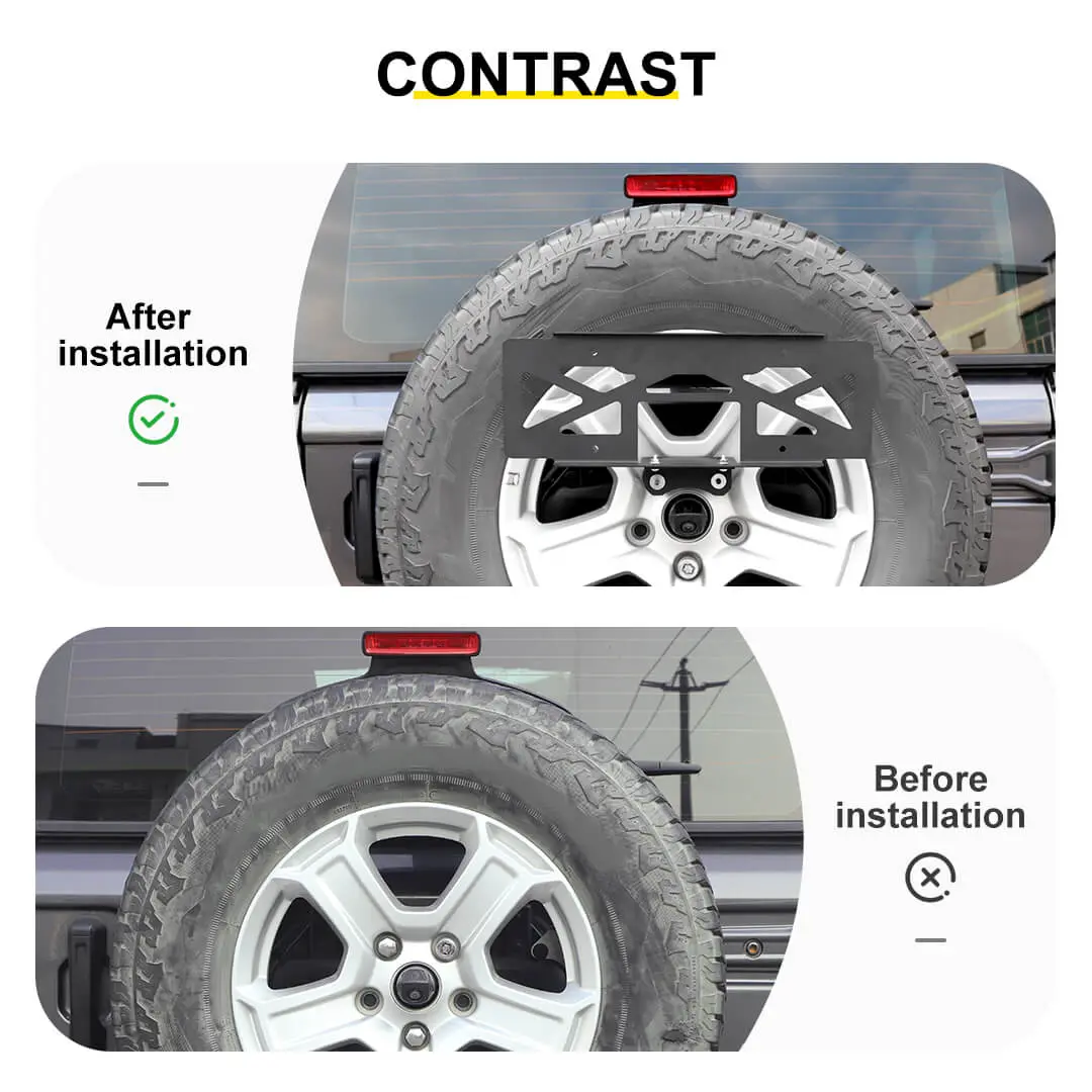 For 2018+ Jeep Wrangler JL Rear Spare Tire License Plate Bracket Accessories - Image 2