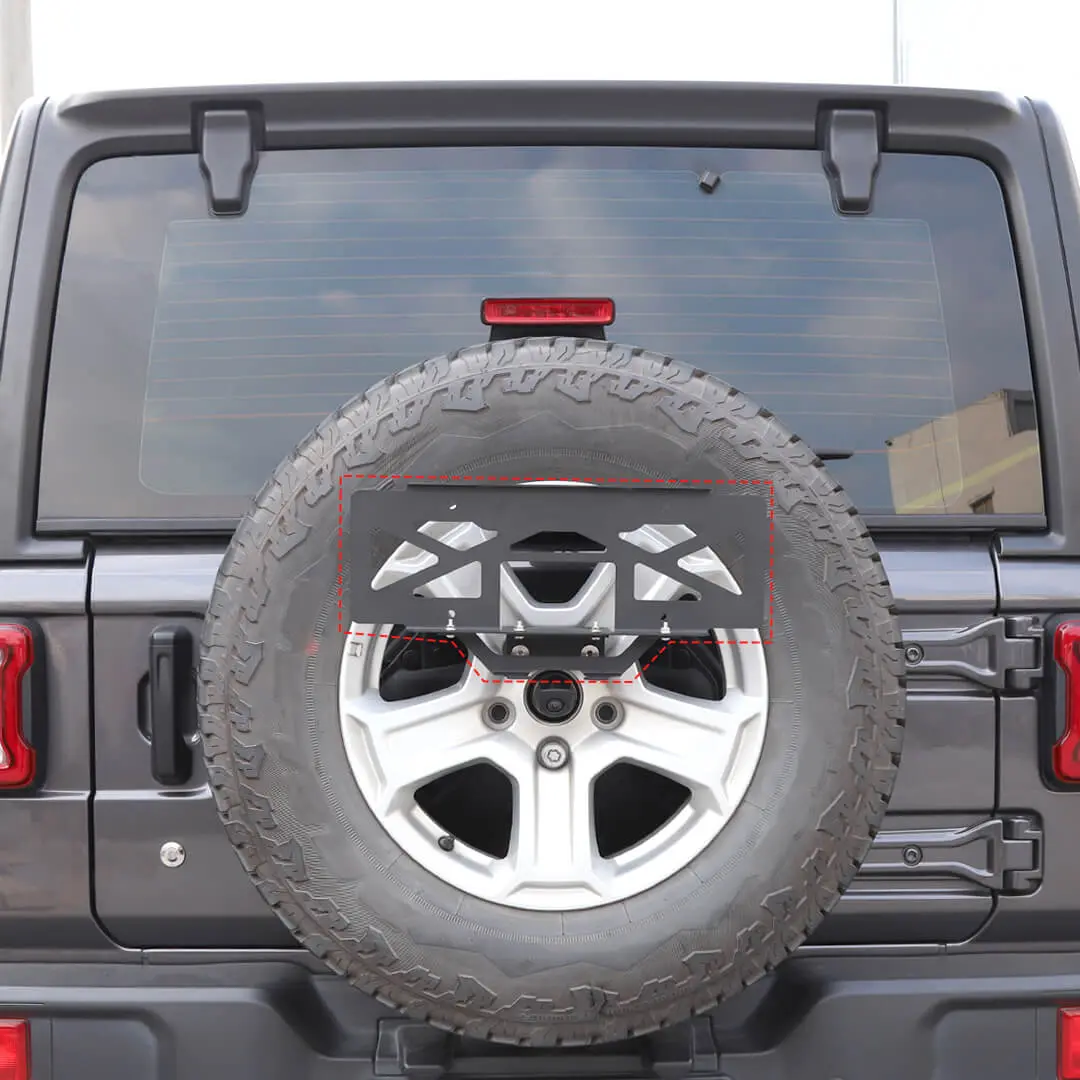 For 2018+ Jeep Wrangler JL Rear Spare Tire License Plate Bracket Accessories - Image 3