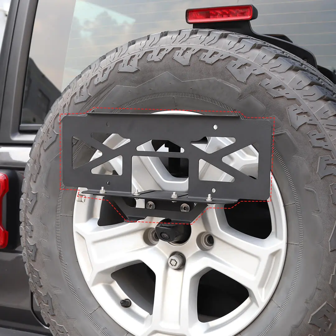 For 2018+ Jeep Wrangler JL Rear Spare Tire License Plate Bracket Accessories - Image 4