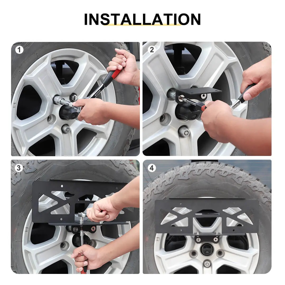 For 2018+ Jeep Wrangler JL Rear Spare Tire License Plate Bracket Accessories - Image 7