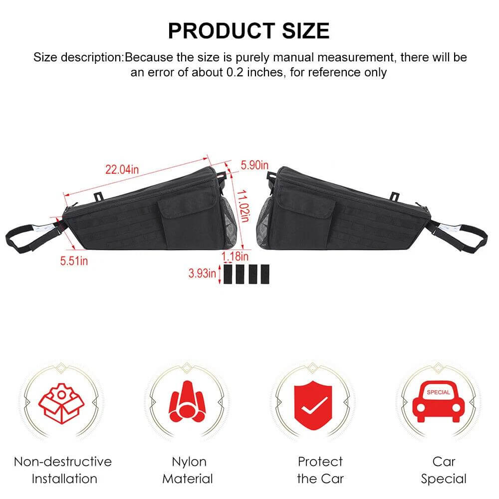 For 2018+ Jeep Wrangler JL Rear Trunk Cargo Organizer Storage Bag 2-Door Version (2 pcs) - Image 7