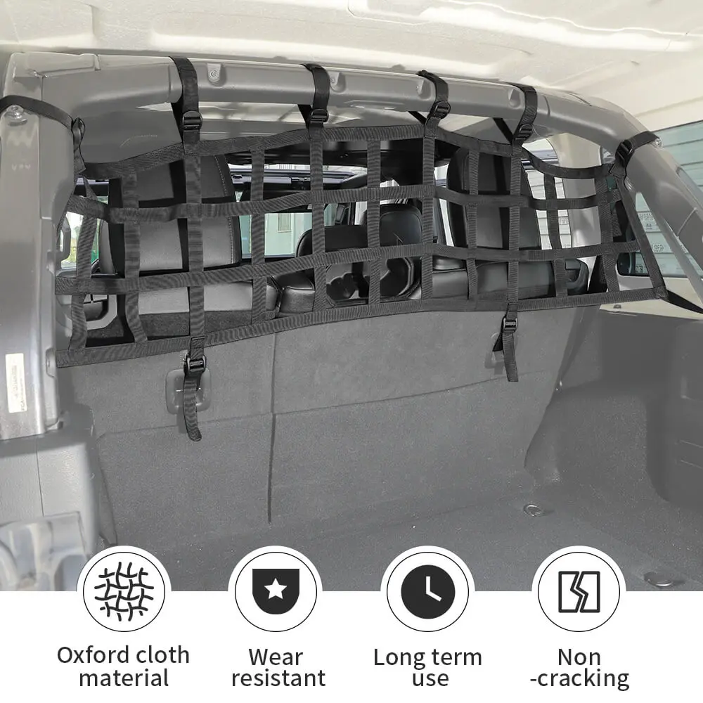 For 2018+ Jeep Wrangler JL Rear Trunk Mesh Cargo Isolation Protect Net - Image 6