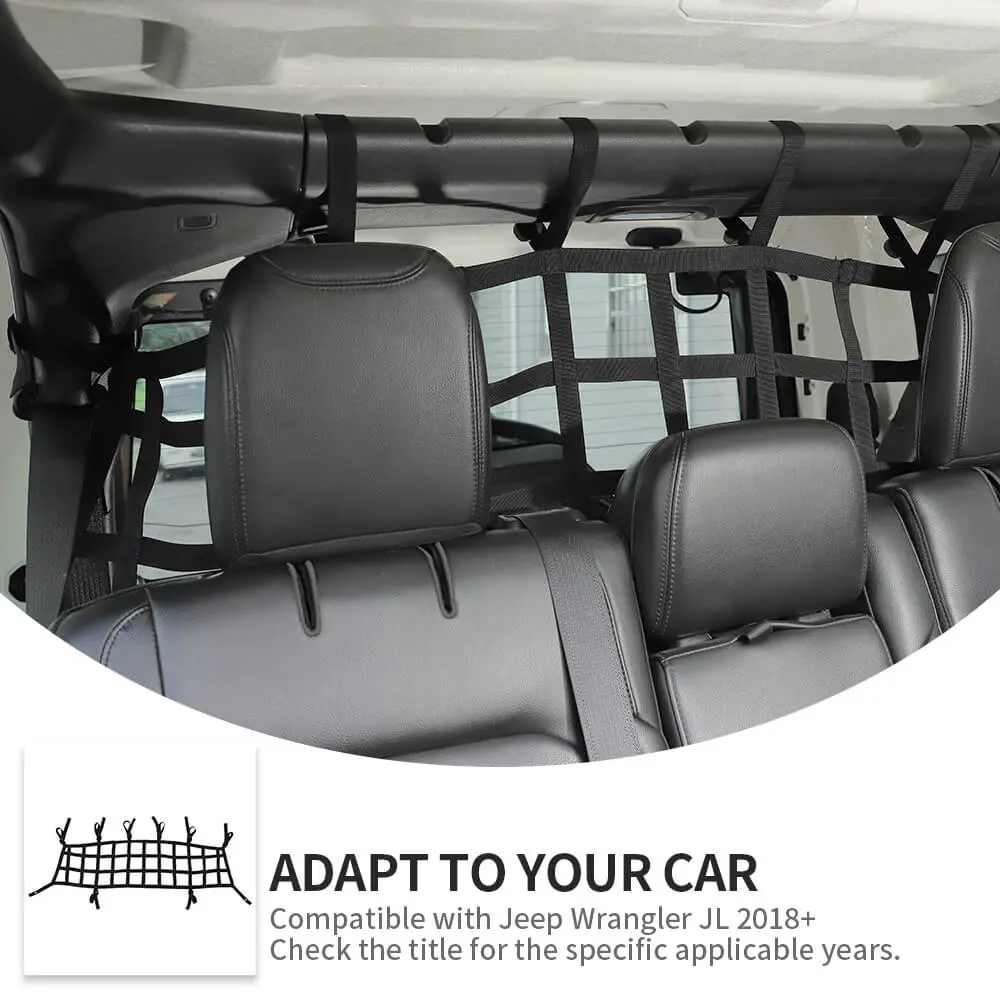 For 2018+ Jeep Wrangler JL Rear Trunk Mesh Cargo Isolation Protect Net - Image 7