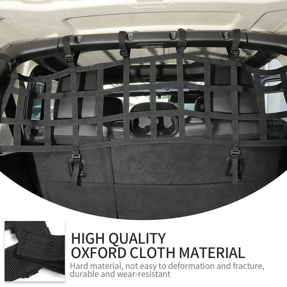 For 2018+ Jeep Wrangler JL Rear Trunk Mesh Cargo Isolation Protect Net - Image 8